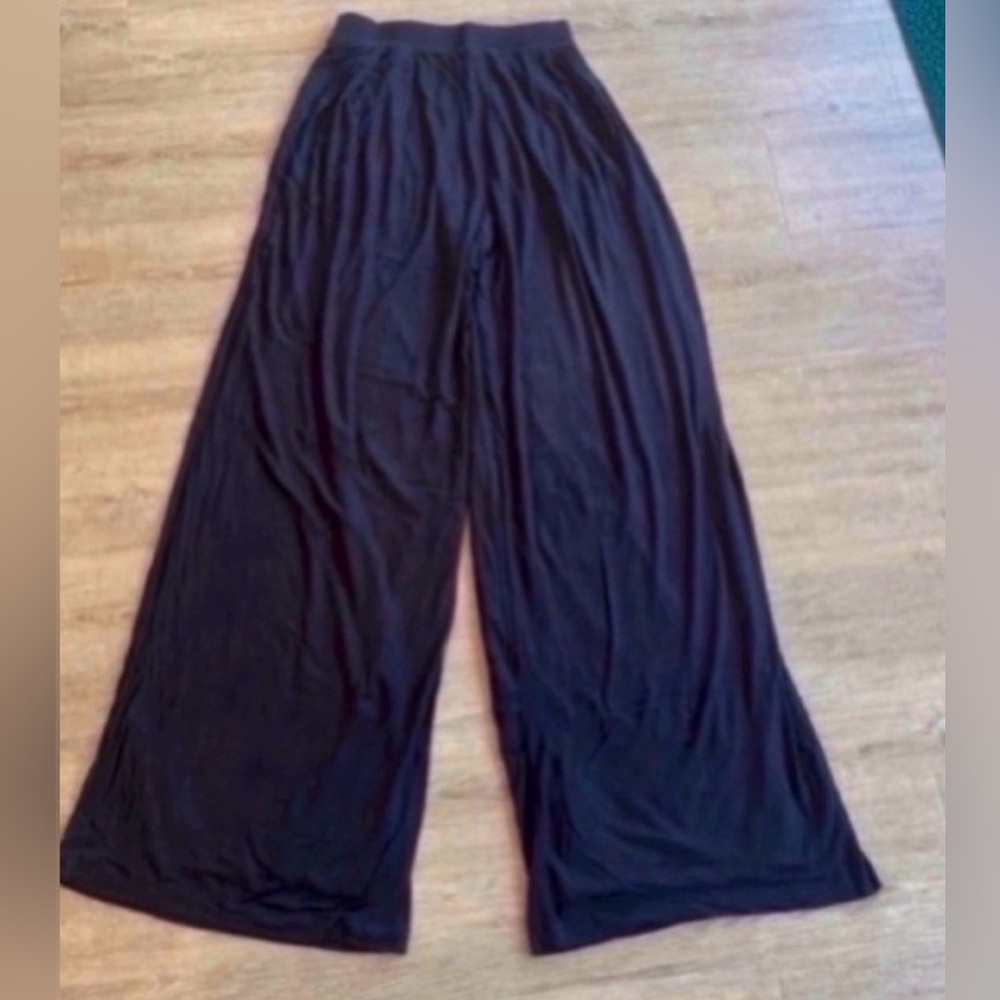 Women’s Black Self-Double Layer Wide Leg Pants Small - Picture 2 of 4